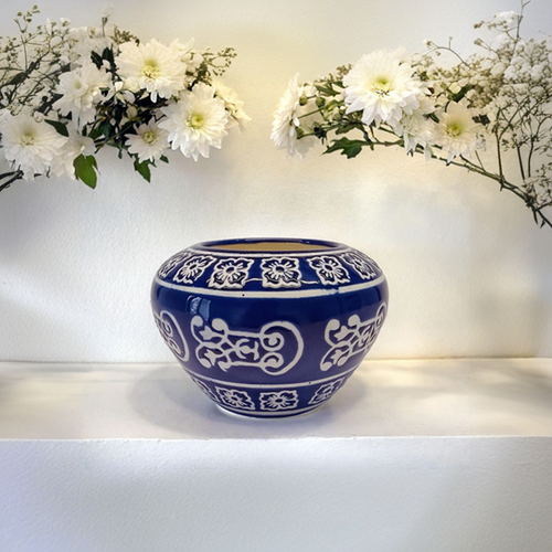 Blue Blossom Pot (3 Inch Diameter)